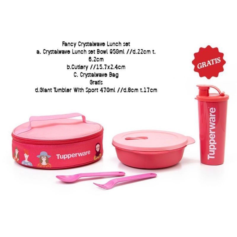 promo crystalwave lunch set tuperware cewek