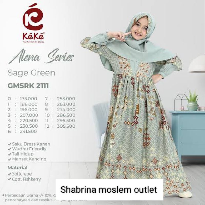 BIG SALE .  Cuci Gudang Promo Keke Gamis Anak Perempuan Size 0-12 Gmsr K2111