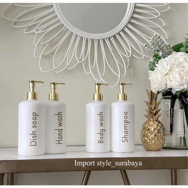 botol PUTIH DOFF TEBAL 500ml GOLD NATURAL . luxury aesthetic bottle refill tempat sabun cair pump estetik mewah elegant