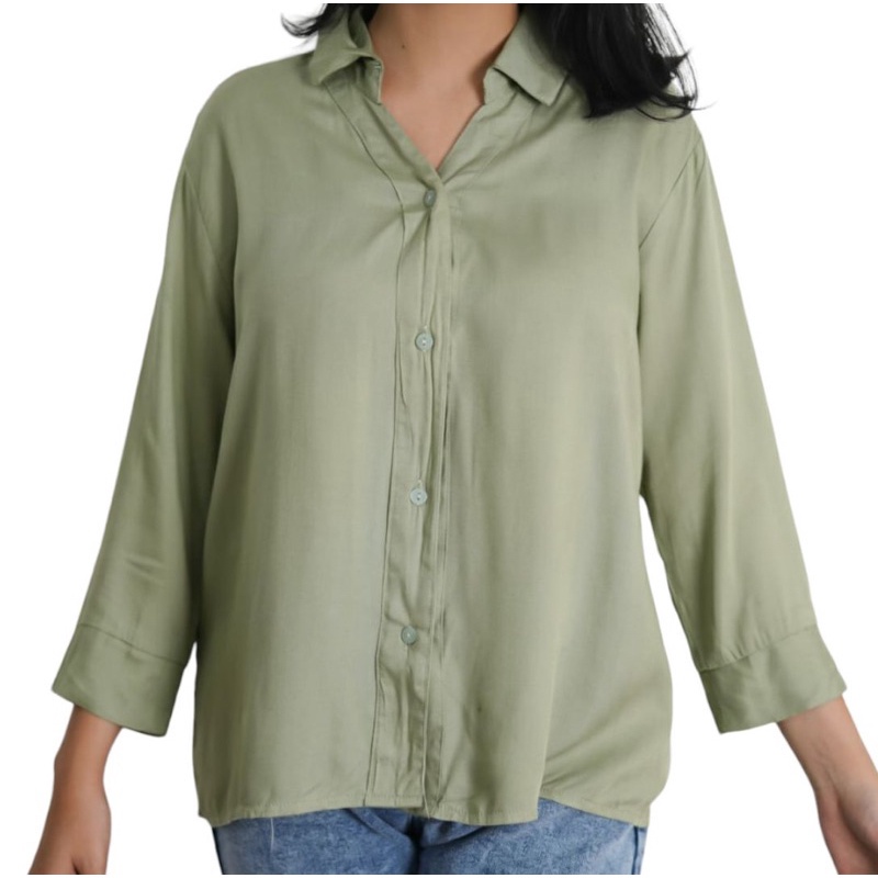 BEFAST - ZFS OOTD Kemeja DAITA / DENADA RAYON DIAMOND VNECK DAILY SHIRT / Kemeja Polos Formal / Pakaian Kerja Casual Wanita / Atasan Lengan panjang / Kemeja Terlaris / Fashion Kekinian Wanita Modis Trendy / Hem Termurah