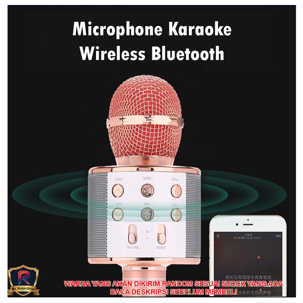 Mic Bluetooth WS-858 / Smule Wireless Karaoke Portable / WARNA RANDOM