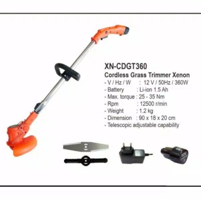 Xenon Mesin Potong Rumput Baterai Trimmer Cdgt360W 12Volt 2Baterai
