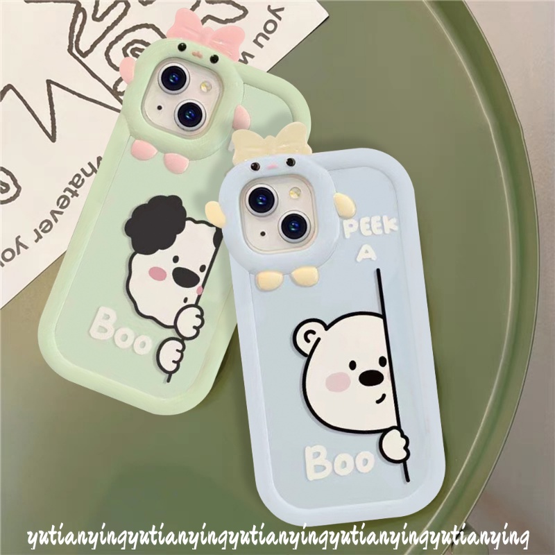 Soft Case Tpu Motif Kartun Beruang Anjing 3D Untuk iPhone 11 13 12 14 Pro Max 7 Plus X XR XS Max 8 7 6s 6 14 Plus SE 2020