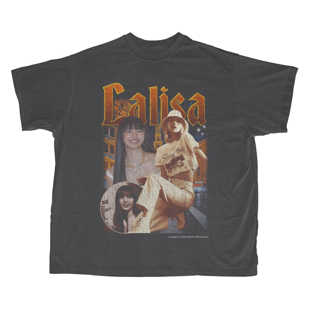 Lalisa Blackpink / Kaos Lalisa Blackpink Oversized Darkgrey / Vintage Tee / Blackpink Tshirt