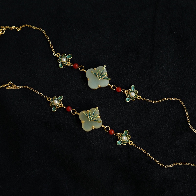 Fancyqube Gelang Tangan Rantai Manik-Manik Batu Giok Putih Gaya Cina Vintage Untuk Wanita