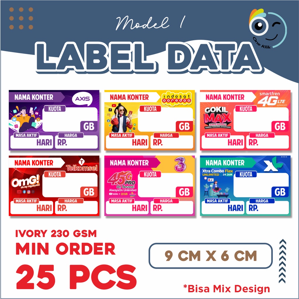 Label Harga Voucher Konter / Display Harga Etalase Konter / Label Voucher Pajangan / Label Paket Data -ONEKLIK.1