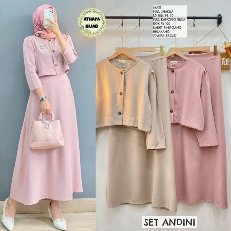ANDINI SET/SETELAN ROK WANITA KARET PINGGANG BELAKANG