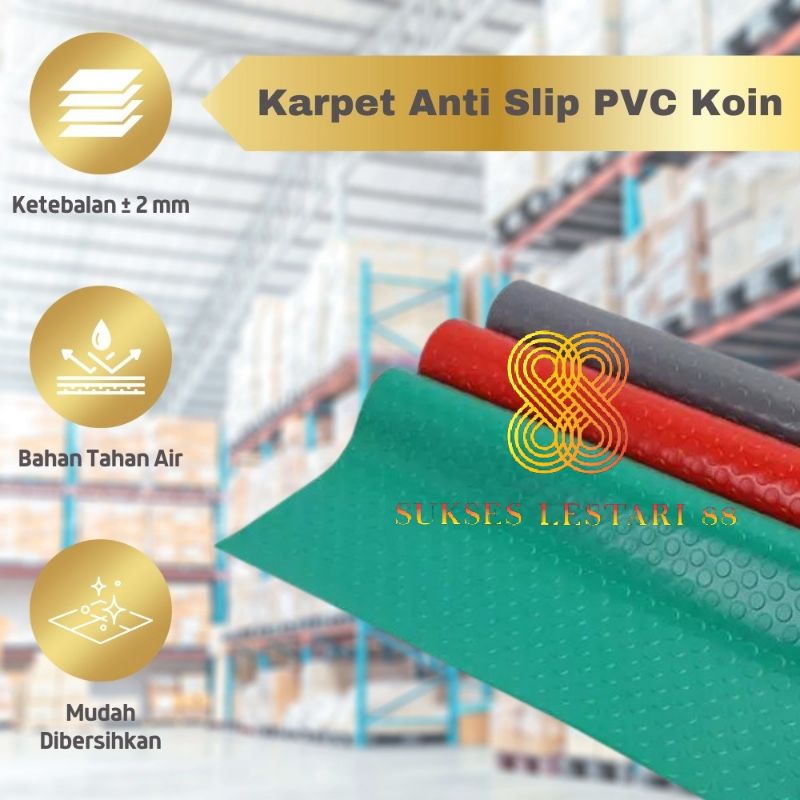 Karpet Anti Slip PVC COIN Mat Multiguna Alas Lantai Koin 50 x 120