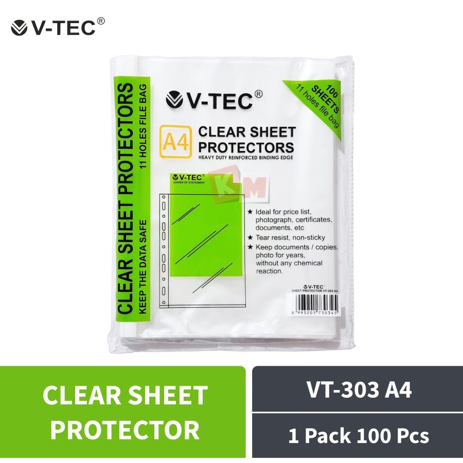 

Clear Sheet Protector PP Pocket V-TEC VT-303 A4 1 Pack 100 Pcs