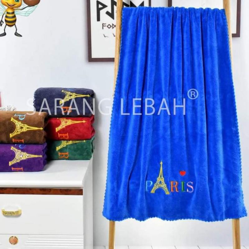 Handuk mikrofiber lembut motif Paris dan Rainbow merk sarang lebah/70×140cm