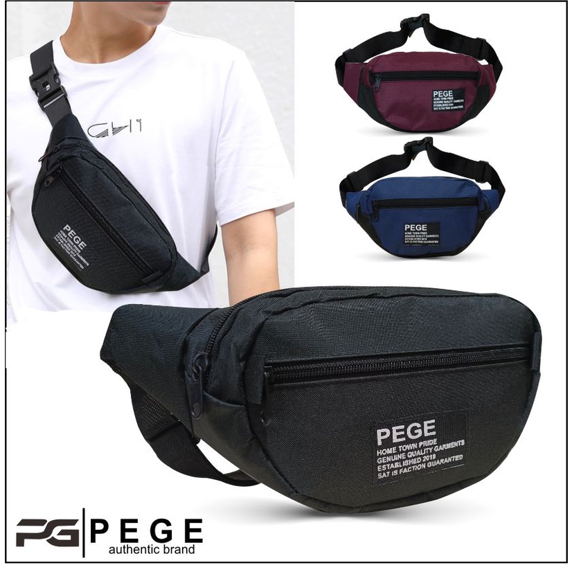 Tas Pinggang Waistbag Oval Distro Pria / Selempang Bahu Kasual - PG - 8812