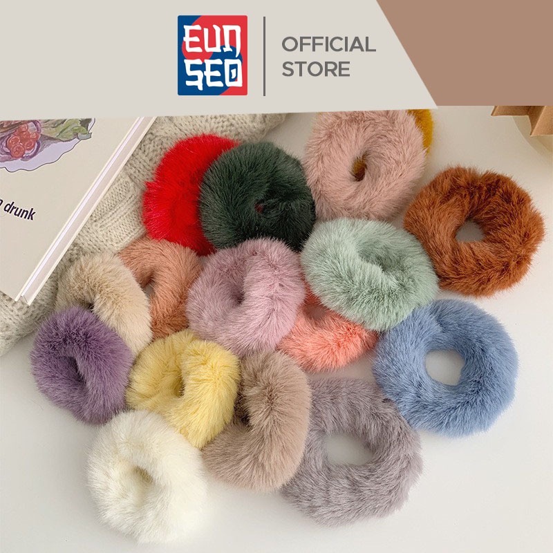 EUNSEO Ikat Rambut Scrunchie Wanita Pompom Ponytail Donat Fashion Korea Kuncir Rambut Premium