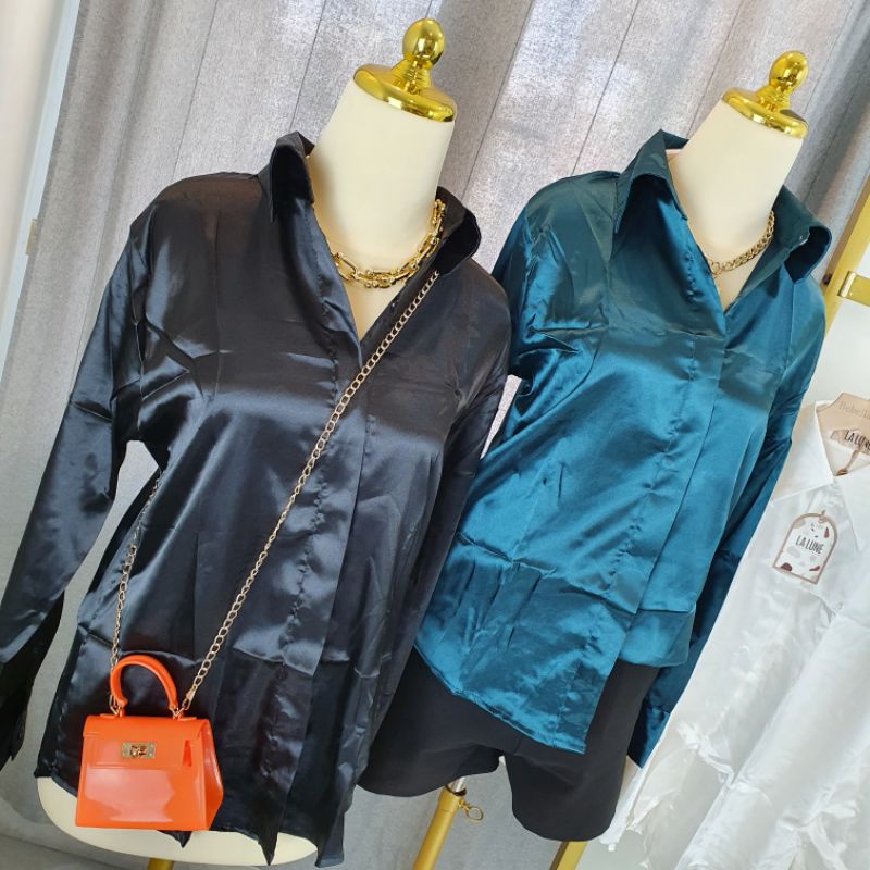 KEMEJA LALUNE SATIN POLOS 100% ORIGINAL IMPORT BANGKOK