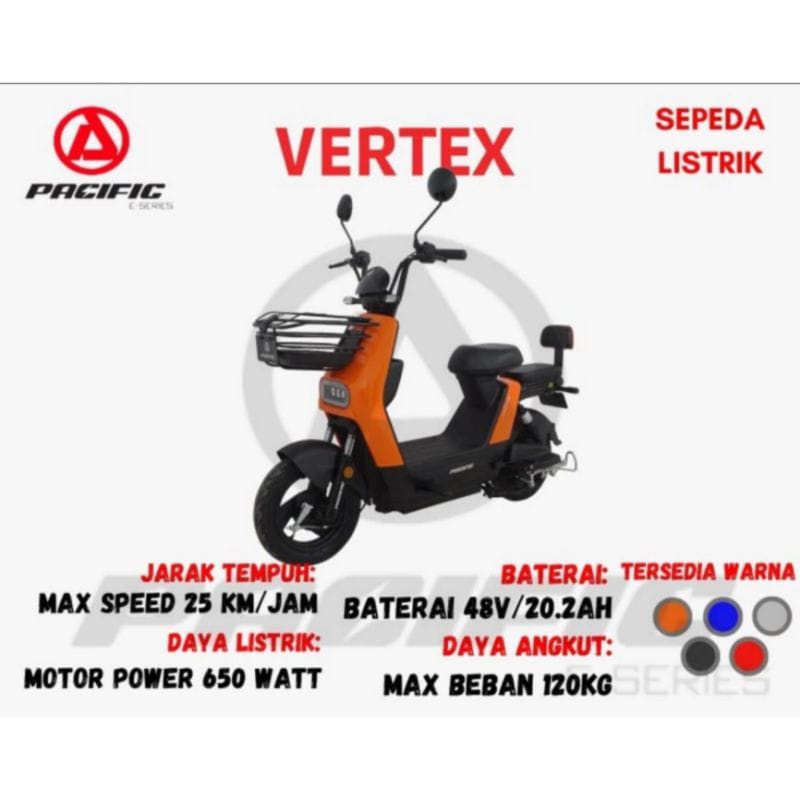 SEPEDA LISTRIK E-BIKE PACIFIC VERTEX GARANSI RESMI + SEPEDA LISTRIK DEWASA , sepeda listrik murah