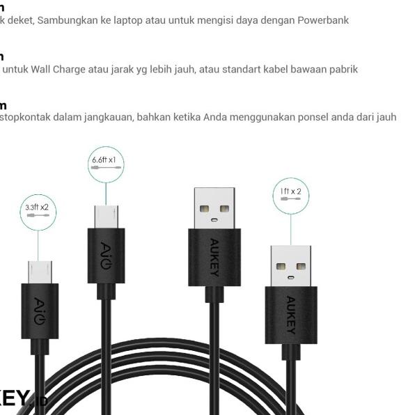 Aukey Cable Micro USB 2.0 (5Pcs) - 500256