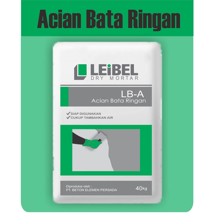 Charg Leibel Semen Mortar Acian Bata Ringan 40 Kg Hebel / Thinbed Lb-A-R