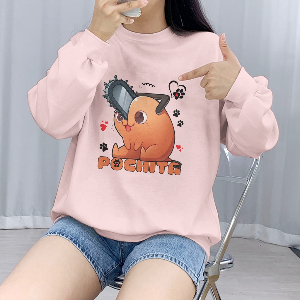 Sweatshirt Oblong Pochitta Oversize Wanita Dan Pria Terbaru Korean Style Sweater Chainsawman