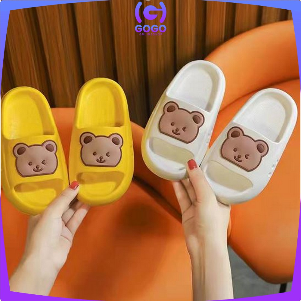 GOGO-S45 Sandal Anak Perempuan Laki Laki Model Slip On Motif Beruang Anti Slip / Sandals Bear Baby Slippers High Quality Import