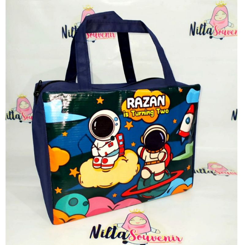 TAS SOUVENIR ULANG TAHUN ANAK CUSTOM TAS ULTAH MODEL TERBARU RESLETING MOTIF ASTRONOT