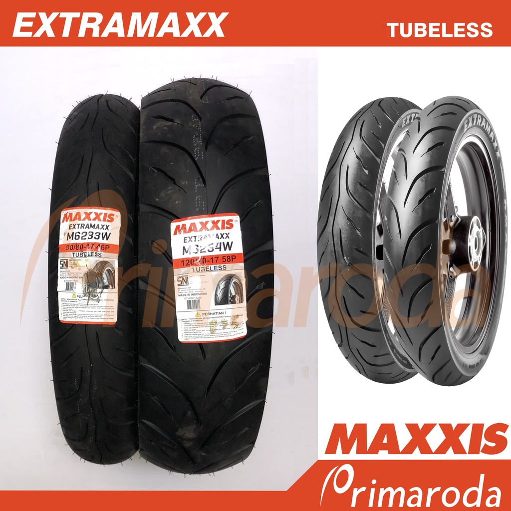 Sepasang Ban Tubeless 90/80-17 dan 120/70-17 Maxxis Extramaxx