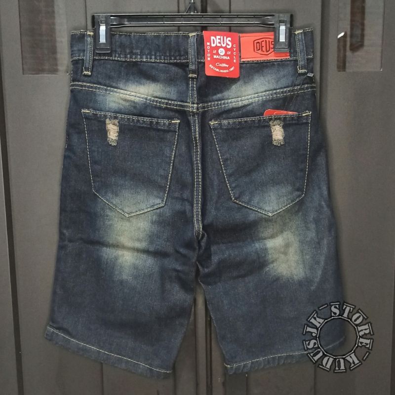 CELANA PENDEK PRIA JEANS ROBEK WISKER