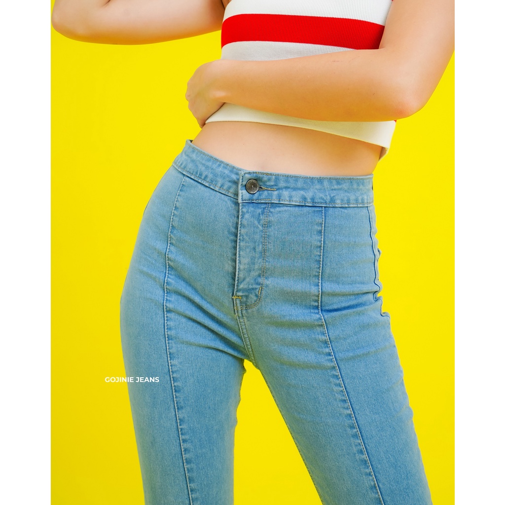 GOJINIEJEANS - Highwaist Tulang Kaki Slit Depan - 4835 - BLACK WIDOW