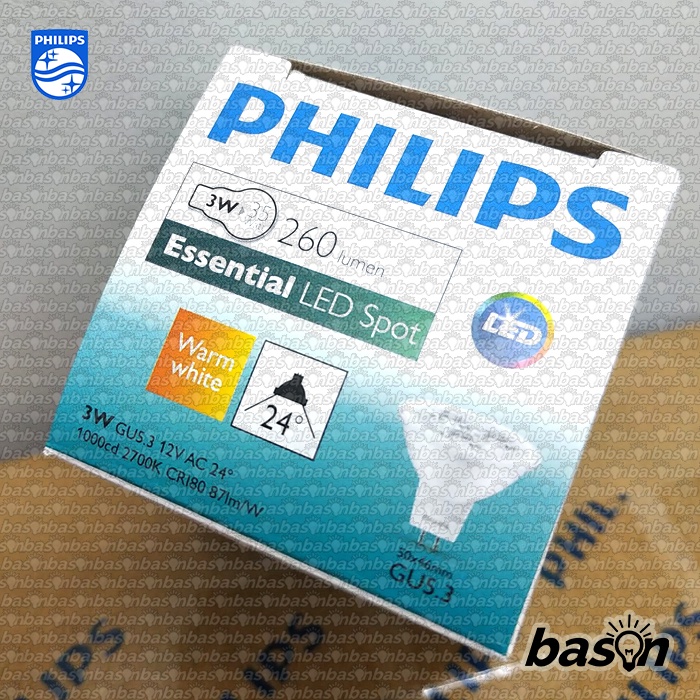 Philips Essential LED 3W MR16 24D 12V | HALOGEN LED | 2700K atau 6500K