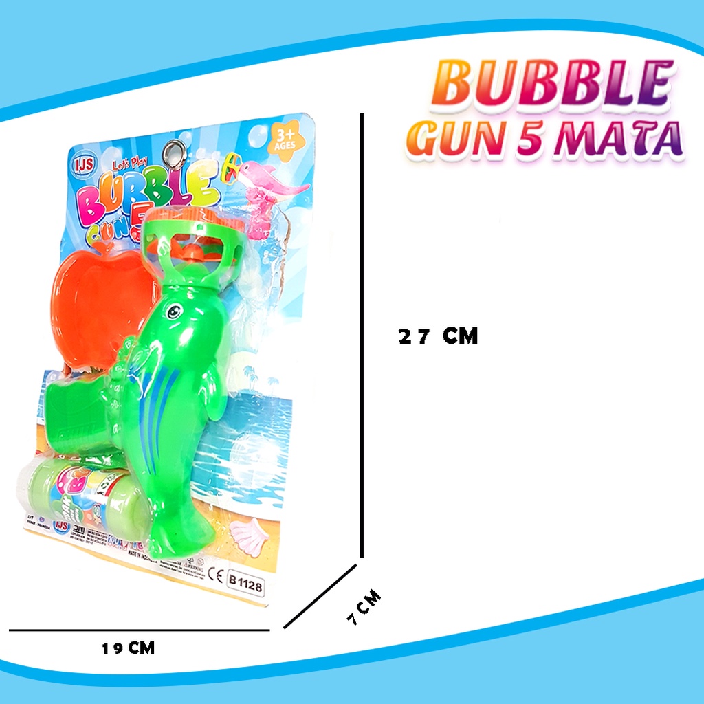 (BISA COD) Bubble Gun Dolphin 5 Mata / Mainan Anak Tembak Gelembung Air Sabun JSP