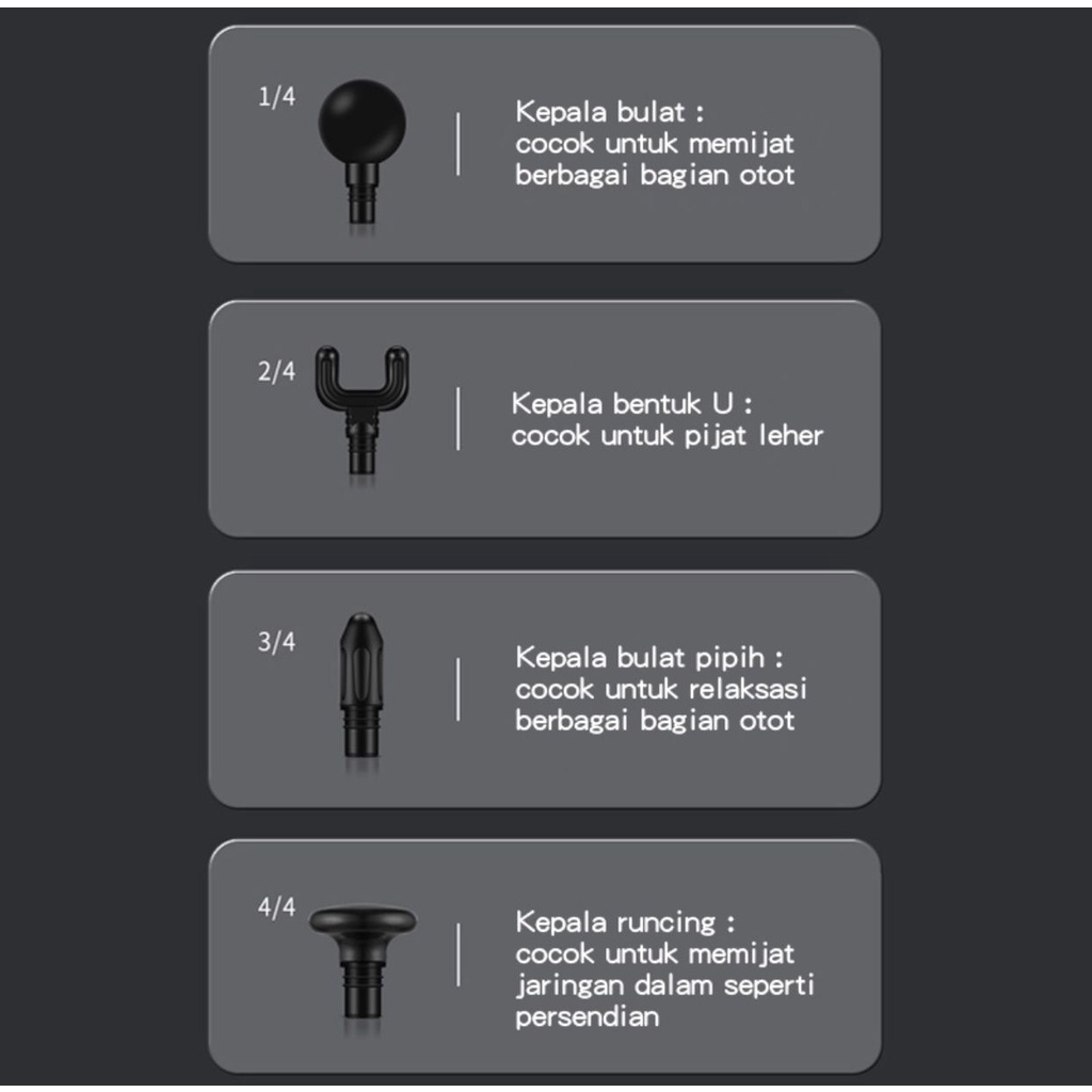 Fascial Gun SK-168 | Alat Pijat Getar Elektrik 4 in 1 - Massage Gun Mini Charger