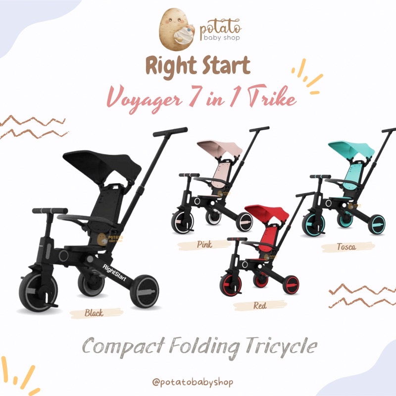 Right Start Voyager 7 In 1 Trike Compact Folder Tricycle - Sepeda Anak Multifungsi