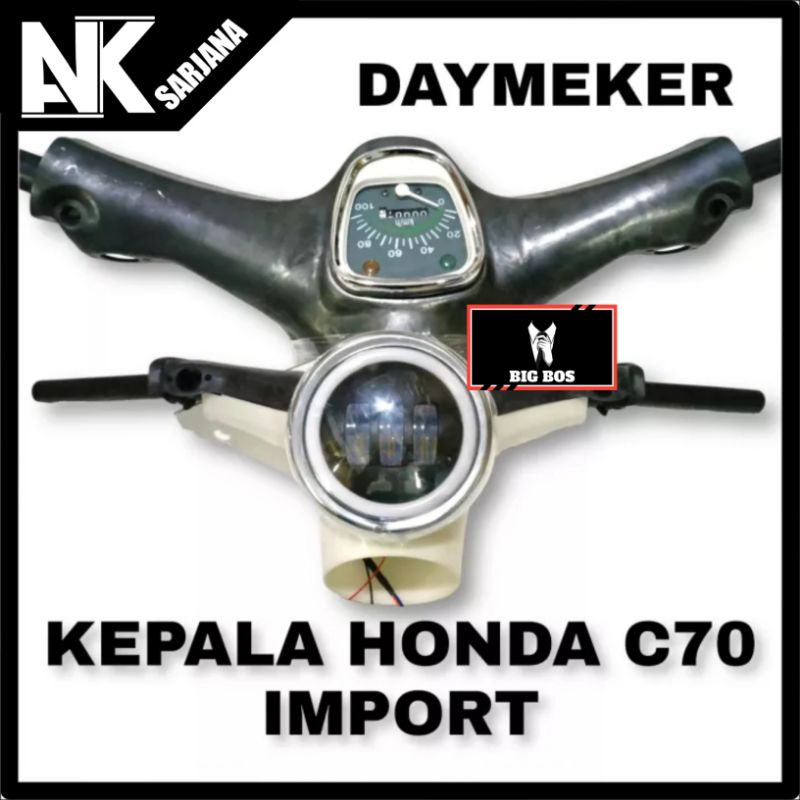 KEPALA HONDA C70 BATOK HONDA C70 KOMPLIT ATAS BAWAH IMPORT SET LAMPU DAYMEKER DAN SPEDOMETER