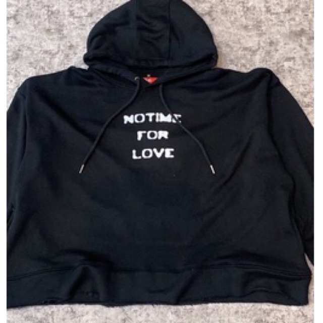 Hoodie Crop Oversize Unfinished No Time For Love BYAZ ORIGINAL