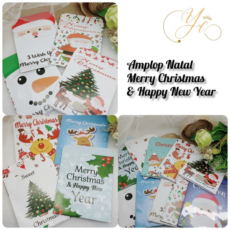 (isi 10) Amplop Natal Grosir Merry Christmas 7*9 Glossy Art Paper