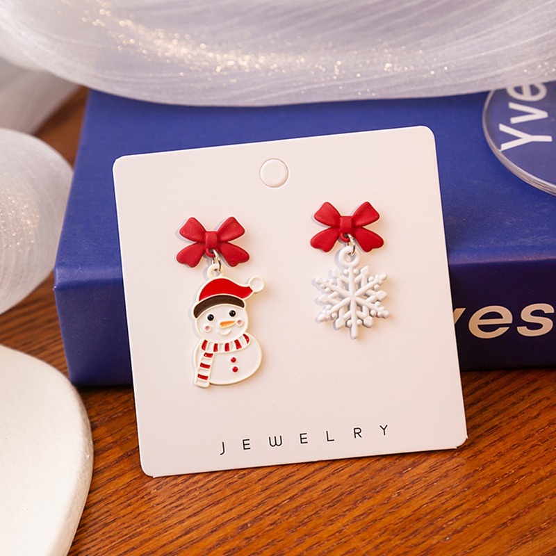 Anting Desain Pohon Natal Snowman