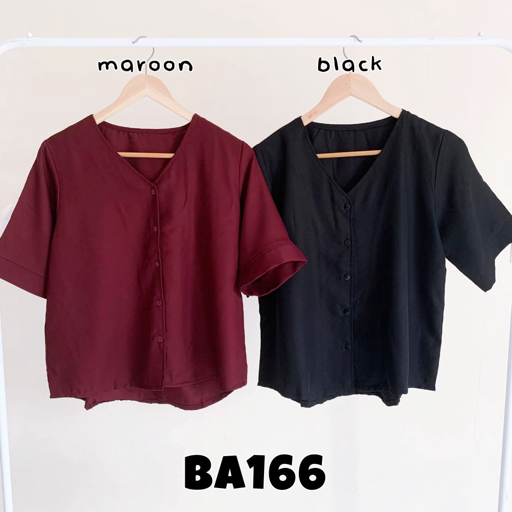 Baju atasan blouse polos pergi jalan santai kerja kantor gereja fashion cewek wanita murah -166