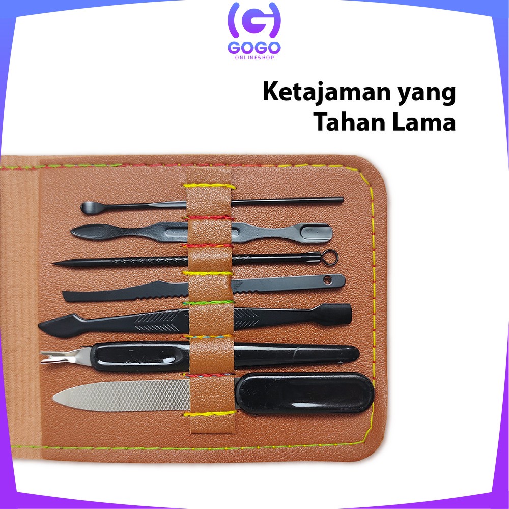 GOGO-K111 Alat Menicure Pedicure Set 12 Pcs Free Pouch / Set Gunting Kuku Dan Pinset Perawatan Kuku Bahan Stainless Steel