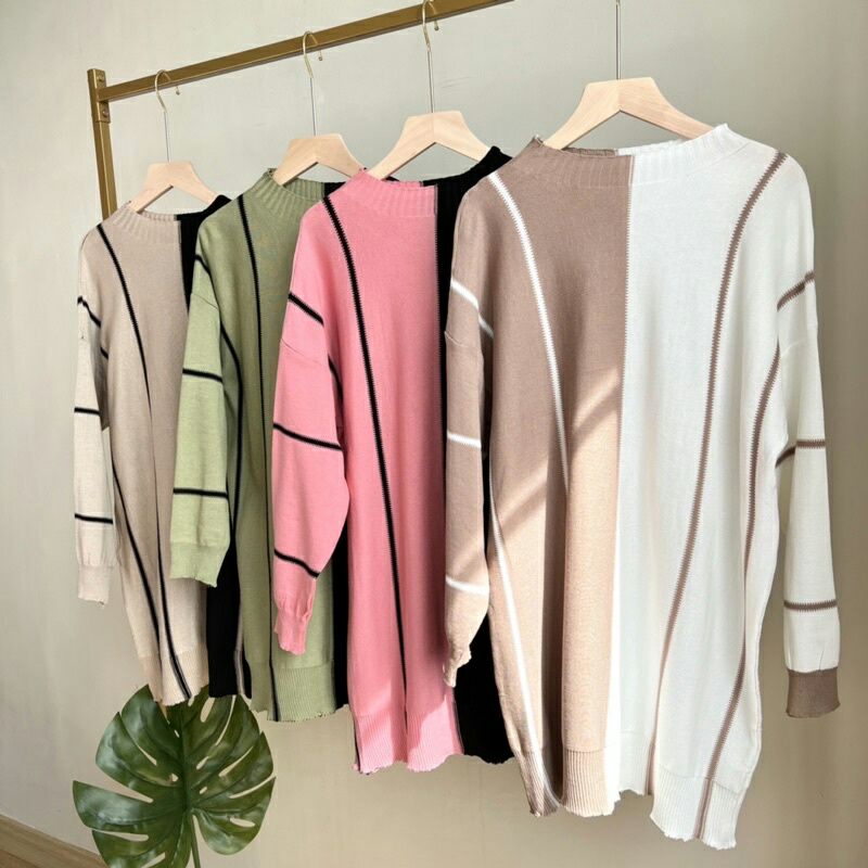 TUNIK TWO TUNE LINE RAJUT IMPORT / BAJU RAJUT IMPORT / BAJU BANGKOK BKK