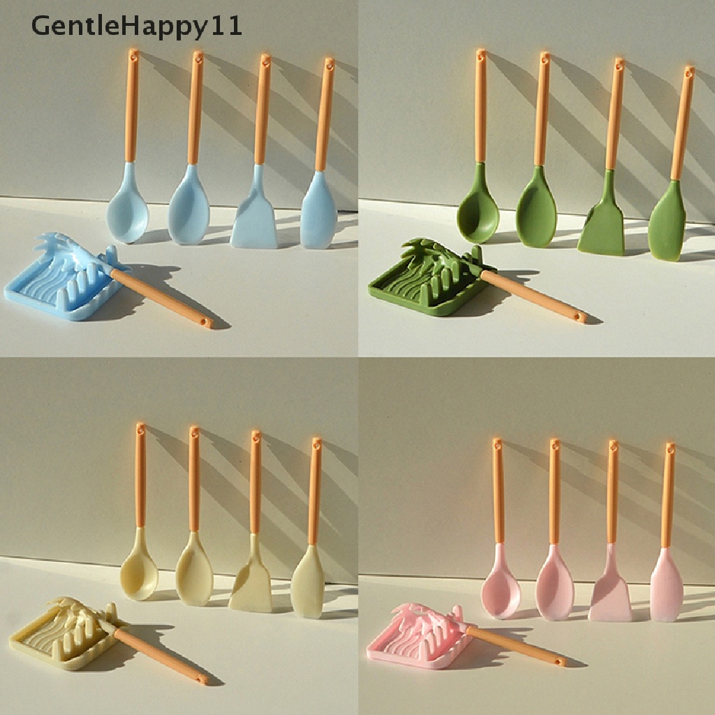 Gentlehappy 1 Set Miniatur Spatula + Sekop + Squeegee + Nampan Skala 1: 6 Untuk Dekorasi Dapur Rumah Boneka