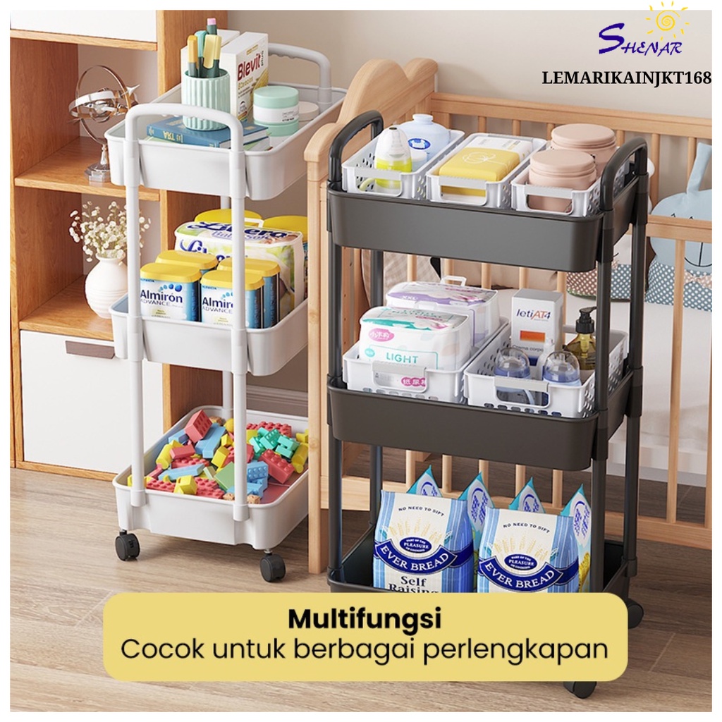 Terbaru SHENAR-COD Rak Troli 3 Susun Serbaguna Rak Salon Organizer|rak troli 3 susun dengan pegangan dan roda|rak kamar mandi rak dapur|rak penyimpanan makanan|trolley organizer