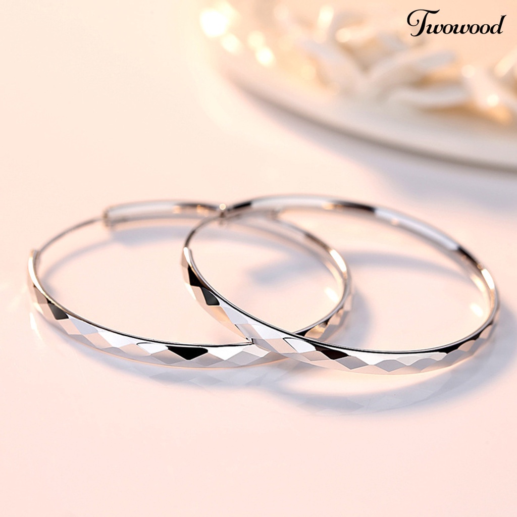 1 Pasang Anting Hoop Berlian Tipe Lingkaran Besar Non Alergi Hypoallergenic Tahan Pudar Untuk Wanita