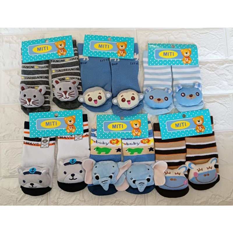 KAOS KAKI BABY BONEKA KERINCINGAN MITI CEWE COWO 0-6 BULAN