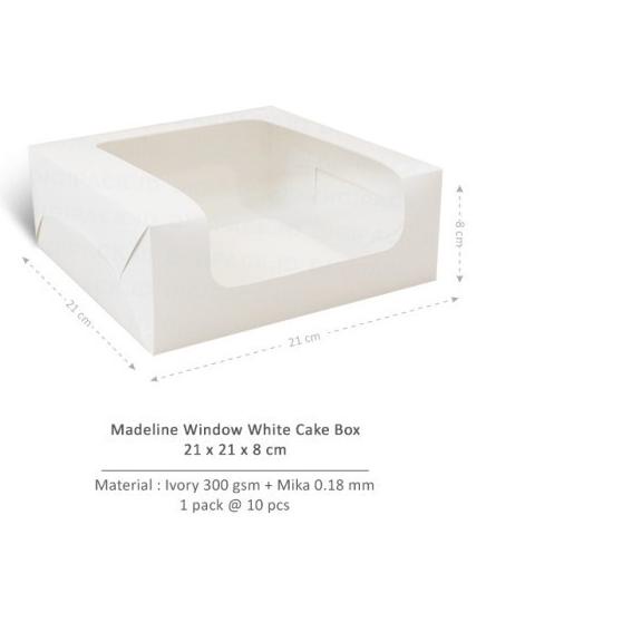 

[Digipack] Madeline Window White Cake Box 21 x 21 x 8 | Dus Kue