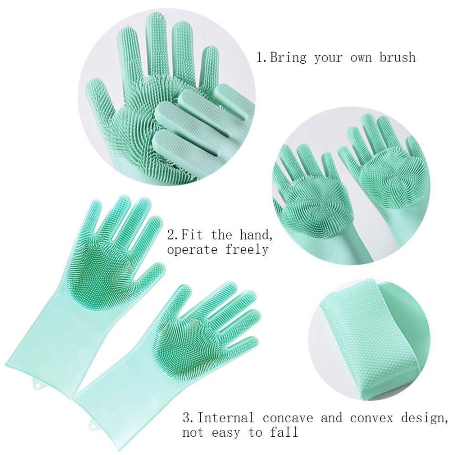 NP- Sarung Tangan Silikon Bulu Karet Serbaguna - Silicone Hand Hair Gloves