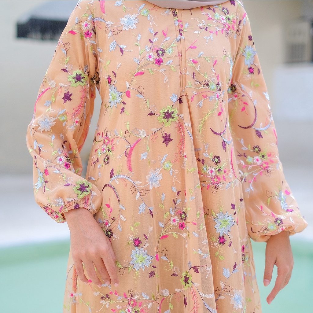 [NEW ITEM] Gamis Pesta Mewah Terbaru FLORAL FAIRYTALES DRESS Bahan Tulle Furing Elegan By Aznii