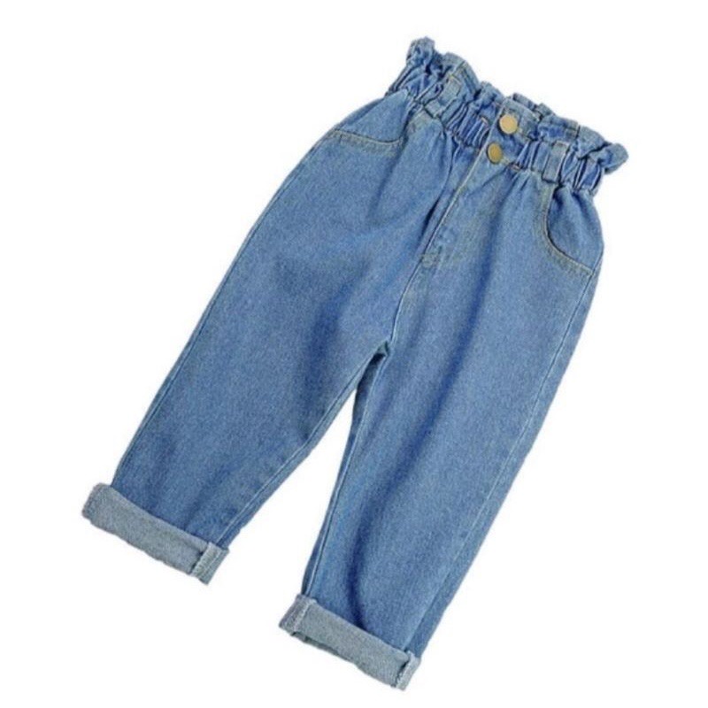 (1-5 Tahun) Anya Denim Highwaits Anak Perempuan / Celana Boyfriend Jeans Celana Panjang Baggy Pants Jins Levis Lepis Gaya Elegant Korea kualitas Import Anak Cewek Babycinnamon