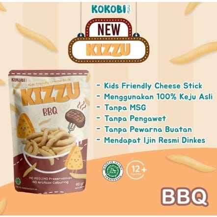 Kokobi Kizzu Cheese Stick 60gr | Snack Stik Keju  - Cemilan Sehat Anak