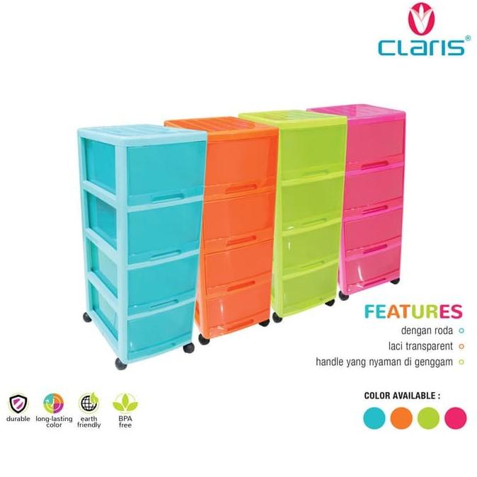 

lemari / laci plastik princia 4 susun 5343-47LAR #CLARIS stock ready