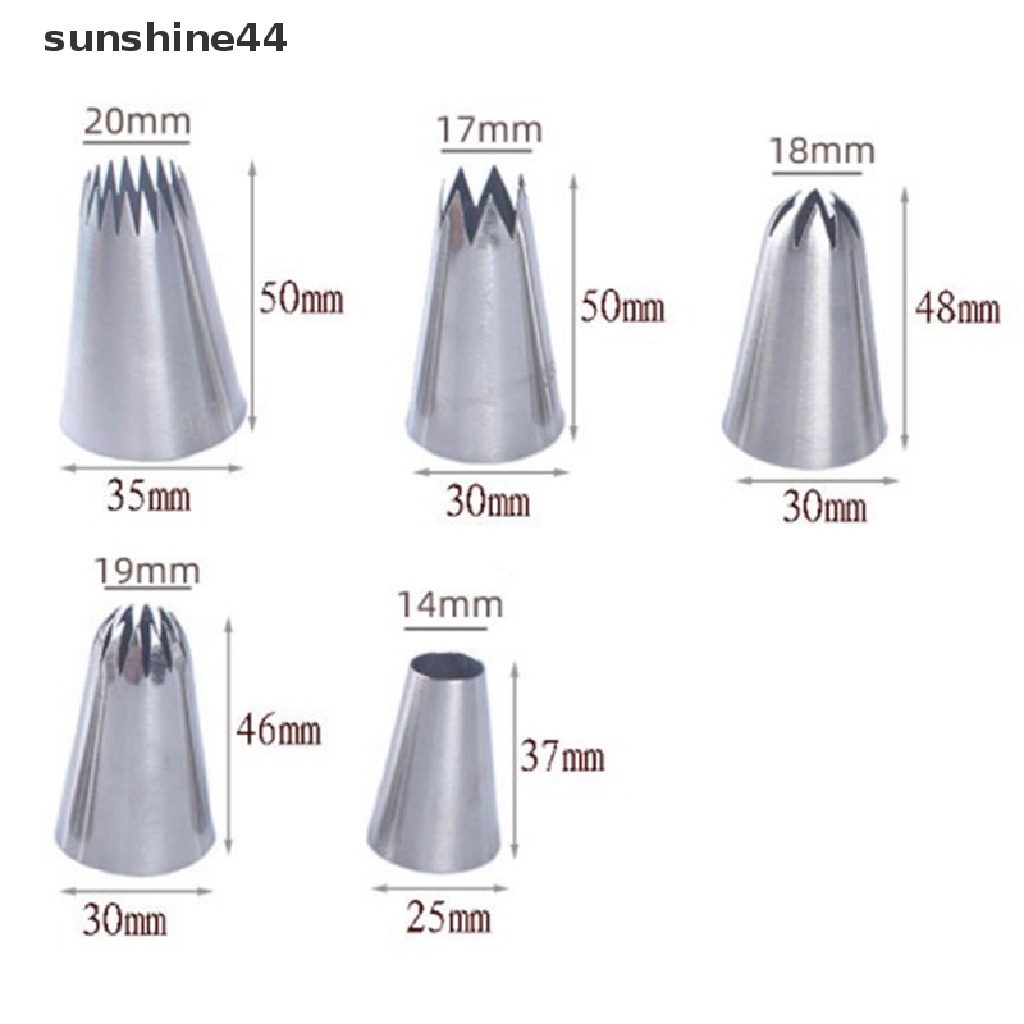 Sunshine 5pcs / Set Spuit Piping Rusia Ukuran Besar Untuk Dekorasi Kue