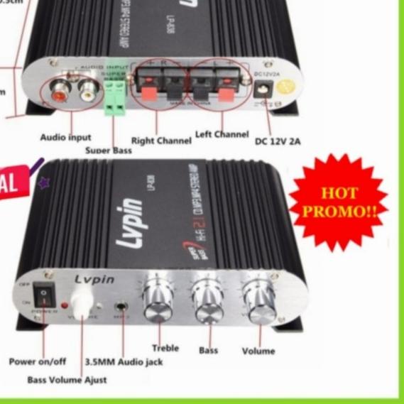 Ampli Treble Bass Booster 12V Mini Hifi Stereo Amplifier LVPIN-LP-838 - AMPLIFIER
