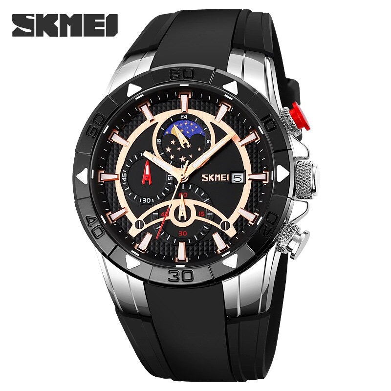 SKMEI Jam Tangan Mechanical Pria Automatic Quartz Movement - 9270 - Silver Black